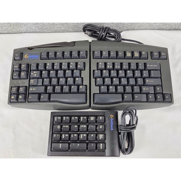 GOLDTOUCH BLACK ERGONOMIC SPLIT USB KEYBOARD W/ 10-KEY PAD MODEL KFK-E87YB - Picture 3 of 14